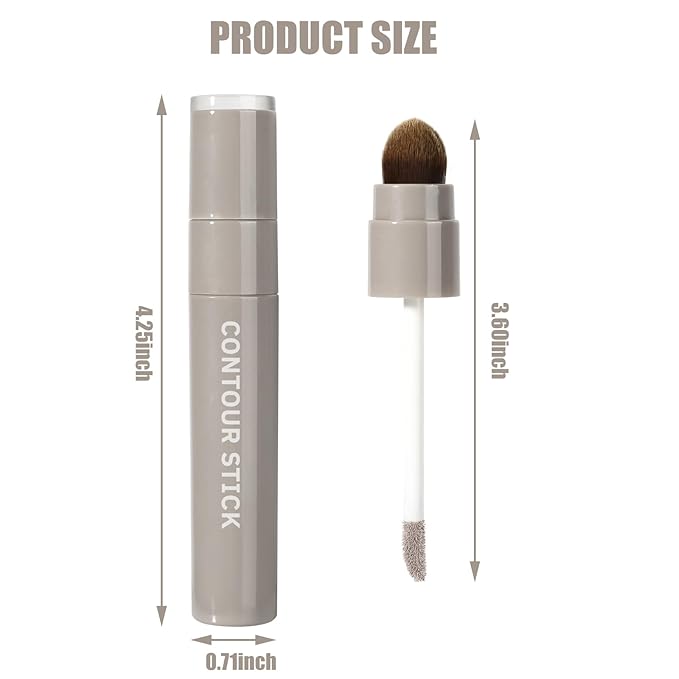 2PCS Cool Toned Liquid Contour Stick with Brush, Natural & Cool Grey Brown Cream Contour Bronzer Makeup Stick for Long Lasting Blendable Matte Face Nose-Contour Makeup, Contorno Maquillaje (#01+#02)