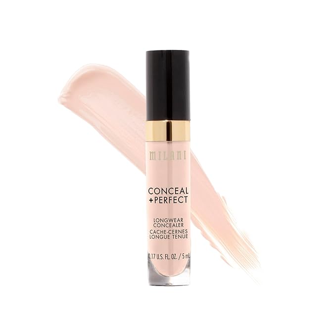 Milani Conceal + Perfect Longwear Concealer Full Coverage Infused with Hyaluronic Acid & Vitamin E, Cover Dark Circles, Blemishes & Skin Imperfections for Long-Lasting Wear - Ivory Rose
