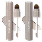 2PCS Cool Toned Liquid Contour Stick with Brush, Natural & Cool Grey Brown Cream Contour Bronzer Makeup Stick for Long Lasting Blendable Matte Face Nose-Contour Makeup, Contorno Maquillaje (#01+#02)