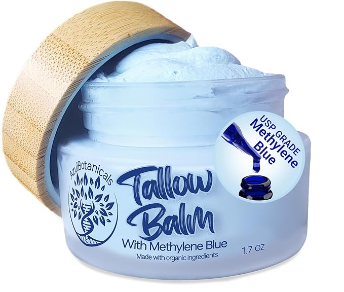 Methylene Blue Infused Whipped Grass Fed Beef Tallow Balm, Anti-Aging, Moisturizer, Stretchmarks, Rosacea, Psoriasis, Eczema, Acne, All skin types, Organic Ingredients 1.7oz