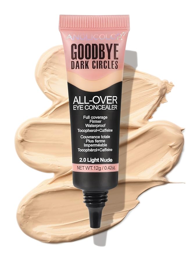 Liquid Concealer, Under Eye Full Coverage Concealers for Dark Circles, Fine Lines, Redness,Waterproof, Firming,Color Correcting Long lasting Makeup Concealer for Women (02#Light Nude, 0.42 Fl Oz)