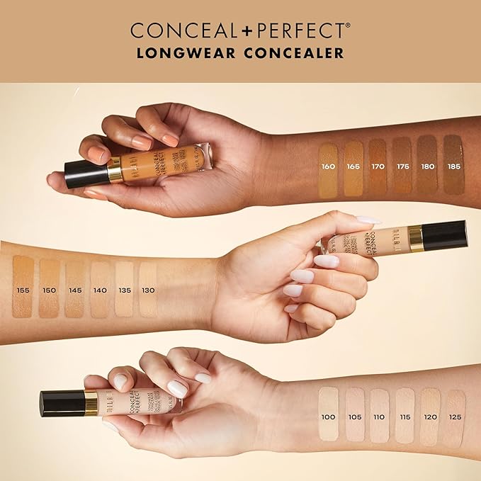 Milani Conceal + Perfect Longwear Concealer Full Coverage Infused with Hyaluronic Acid & Vitamin E, Cover Dark Circles, Blemishes & Skin Imperfections for Long-Lasting Wear - Light Beige