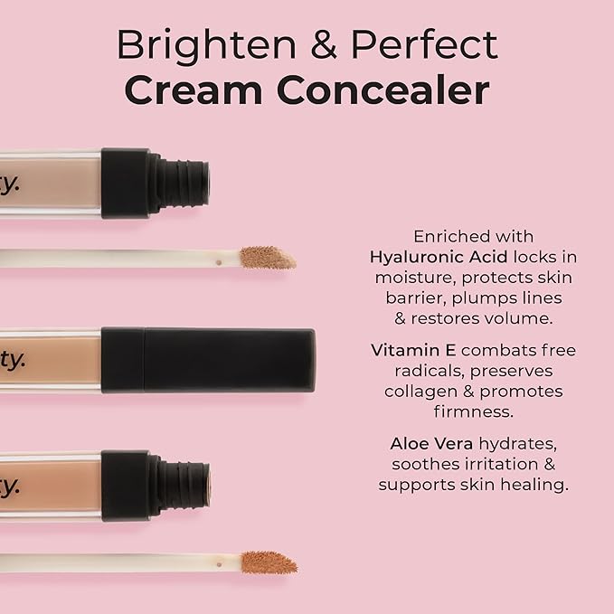 MCoBeauty - Brighten & Perfect Cream Concealer - 2 Light Natural - Hydrating Corrector Medium Coverage Blemish & Under Eye Concealer - With Vitamin E, Hyaluronic Acid & Aloe Vera