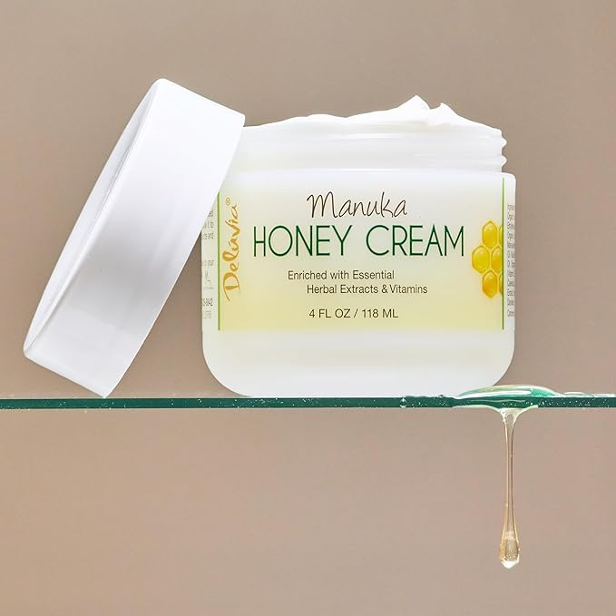 Deluvia Manuka Honey Cream | Hydrating & Soothing Moisturizer Face & Body Lotion | for Sensitive Skin, Eczema, Psoriasis & Dermatitis (2 oz Pack of 1)