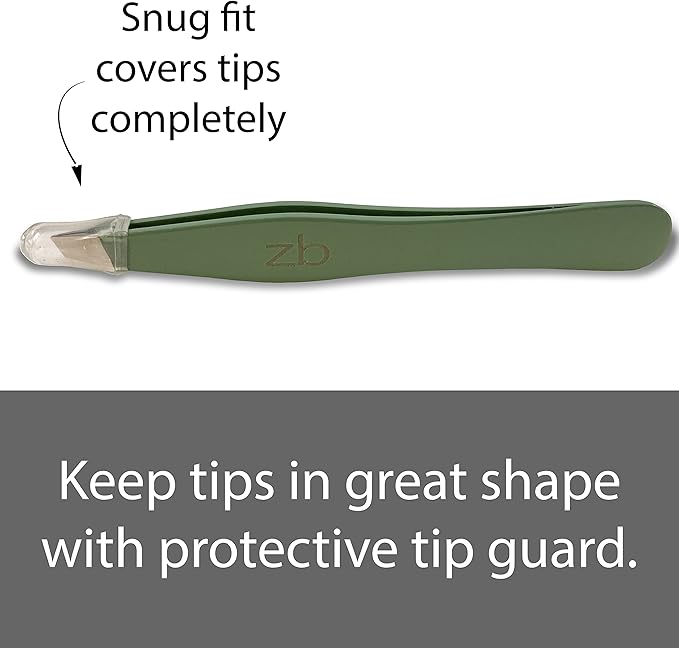 Tweezers – Surgical Grade Stainless Steel - Slant Tip for Expert Eyebrow Shaping and Facial Hair Removal – with Protective Pouch (Sage)