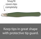 Tweezers – Surgical Grade Stainless Steel - Slant Tip for Expert Eyebrow Shaping and Facial Hair Removal – with Protective Pouch (Sage)